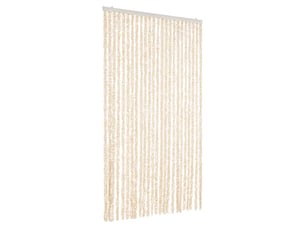 Rideau anti-mouches, moustiquaire beige et blanc 100x230 cm chenille cf43492