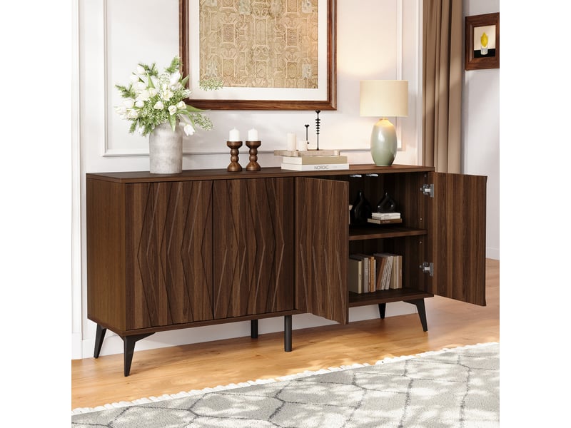  Buffet bas 140x35x70 cm noyer avec 4 portes, étagères réglables Fay Lum - Conforama B
