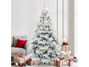 Sapin de noël, arbre de noël artificiel avec 300 led blanc 210 cm pe et pvc cf61214