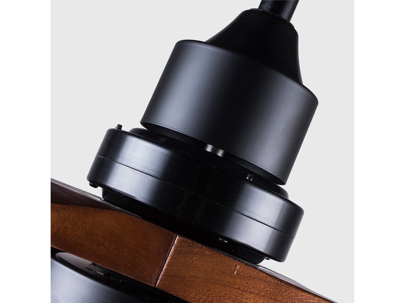  Ventilateur de plafond 52 pouces en métal et bois avec éclairage et télécommande noir et noyer foncé chicfurn  - Conforama E