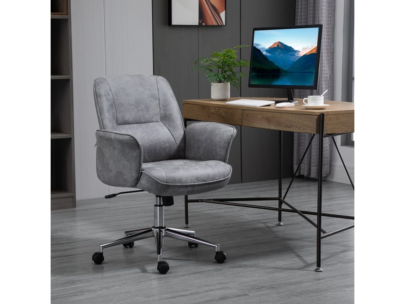  Fauteuil de bureau ergonomique, réglable en hauteur et à bascule, revêtement en microfibre, 67 x 69 x 92-102 cm, gris clair  - Conforama C