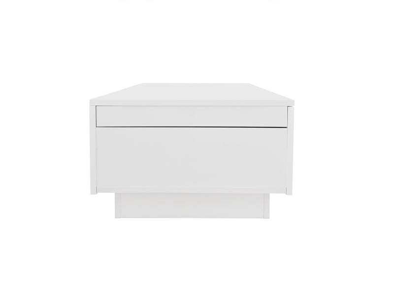  Table basse avec 2 tiroirs et rangements cachés pour salon 100×50×31 cm en panneaux de particules blanc  - Conforama D