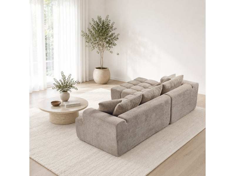  Canapé d’angle ulevr modulable avec méridienne gauche, velours kaki, 249,94 cm  - Conforama D