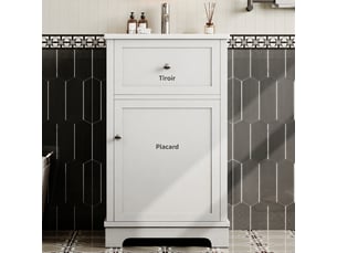 Meuble vasque blanc 51 cm en mdf laqué avec vasque en céramique intégrée