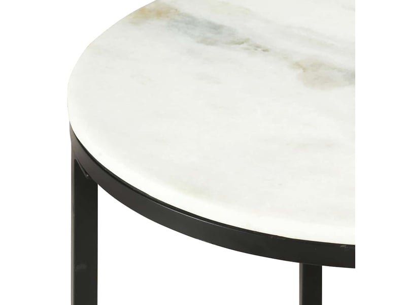 Table basse - table de salon - table à thé blanc et noir ø65 cm marbre solide véritable  - Conforama C
