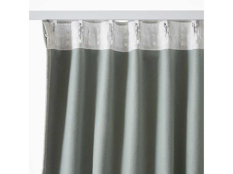  Rideau galon fronceur + polaire 140x260 cm polyester eucalyptus PD21536 - Conforama D