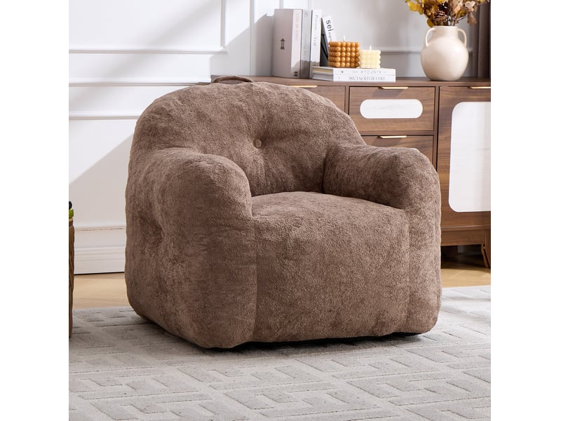  Fauteuil pouf 95x95x79 cm avec accoudoirs kaki  - Conforama B