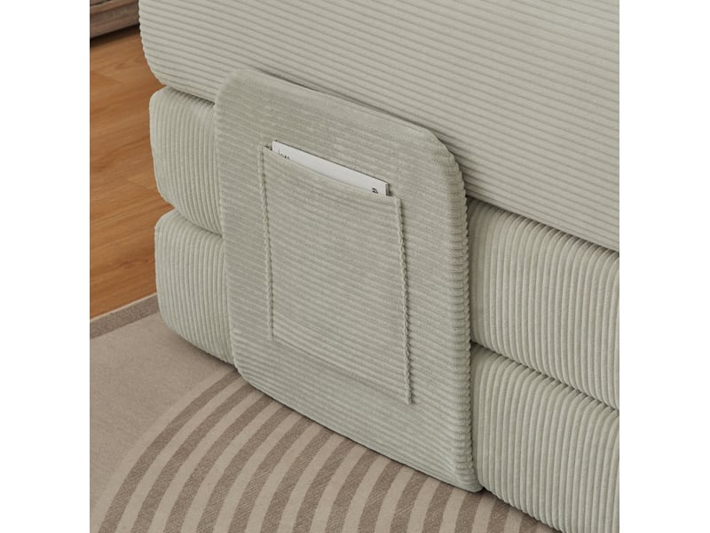  Canapé droit convertible 3 places en velours côtelé beige, avec 2 coussins, pour salon, chambre et appartement  - Conforama D
