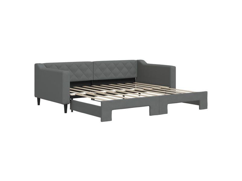  Lit simple- lit adulte -  lit de jour avec gigogne sans matelas gris foncé 90x190 cm  - Conforama A