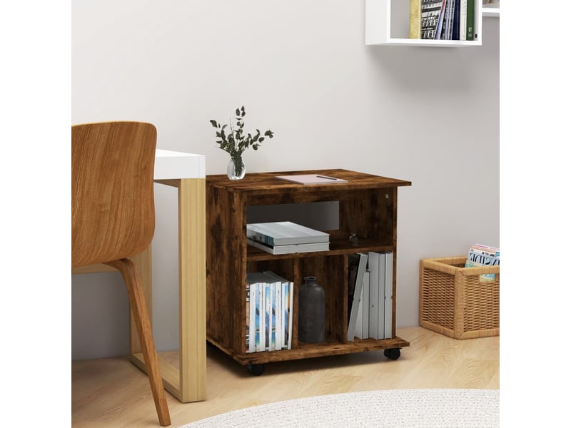  Armoire de rangement roulante chêne fumé 60x45x60 cm bois d'ingénierie  - Conforama B
