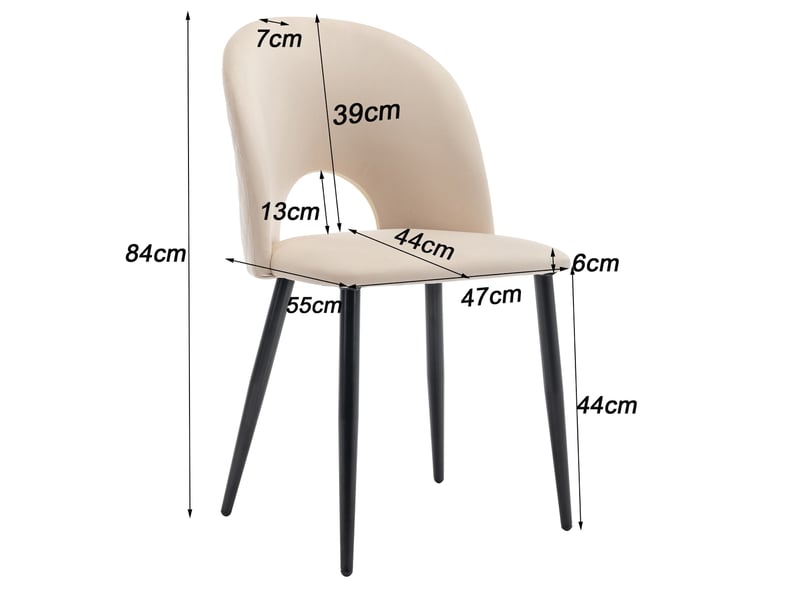  Ensemble salle à manger 5 pièces, table mdf motif marbre, rangement, pieds métal réglables et 4 chaises velours, beige  - Conforama D