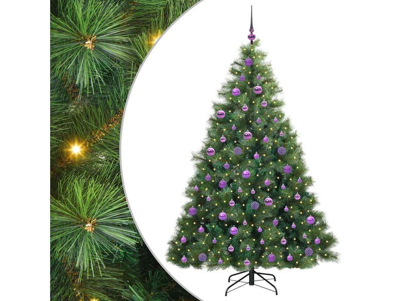  Sapin de noël artificiel, arbre de noël avec 300 led vert 180 cm pe et pvc shl4356  - Conforama A