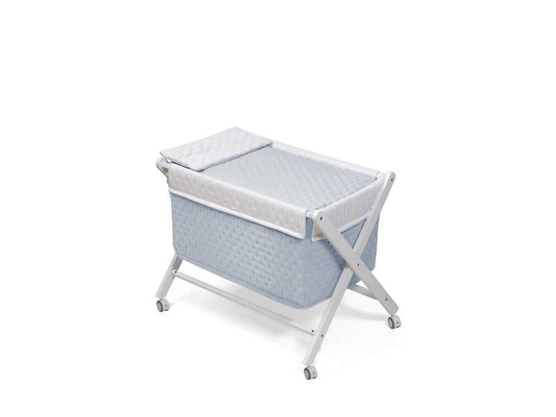  Berceau pliant en hêtre avec matelas - gaufré interbaby - bleu MINITI001-01 - Conforama A