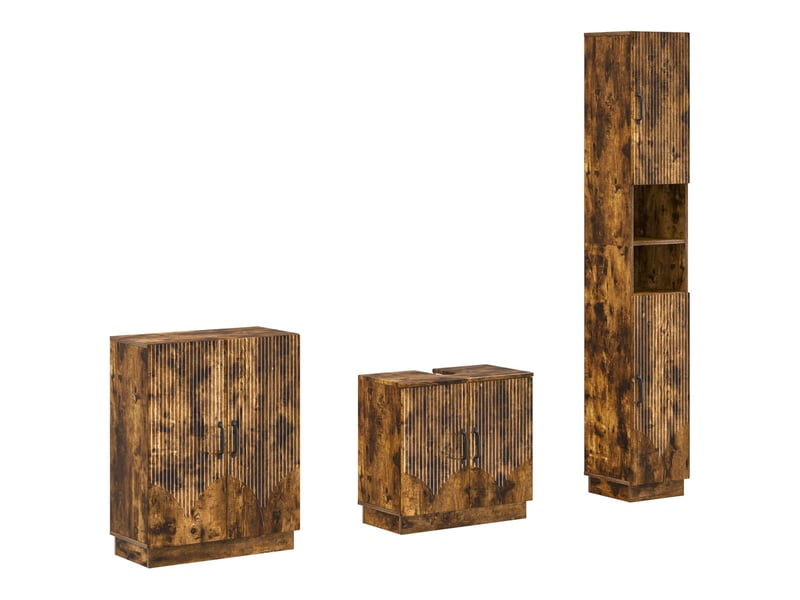  Ensemble de meuble de salle de bain 3 pièces hoorn chêne fumé cf63472  - Conforama A