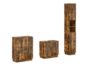 Ensemble de meuble de salle de bain 3 pièces hoorn chêne fumé cf63472