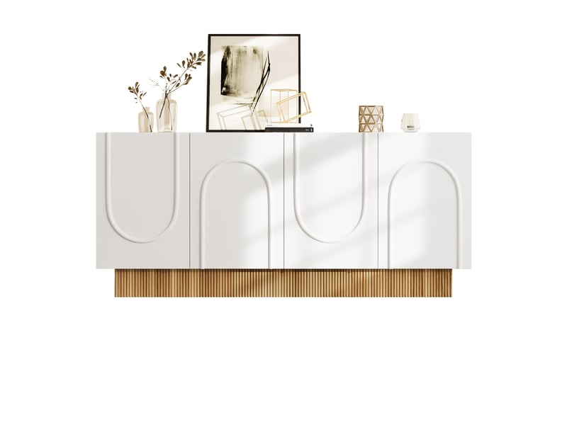  Buffet à structure u - 4 portes,grand rangement - rangement stylé salonsalle à manger-160x75x38 cm  - Conforama A