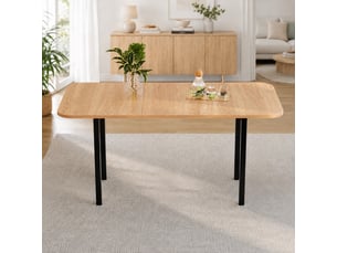 Table à manger extensible 120160x80x75 cm, 4-6 places, bois naturel et pieds en alliage pour salle à manger et salon