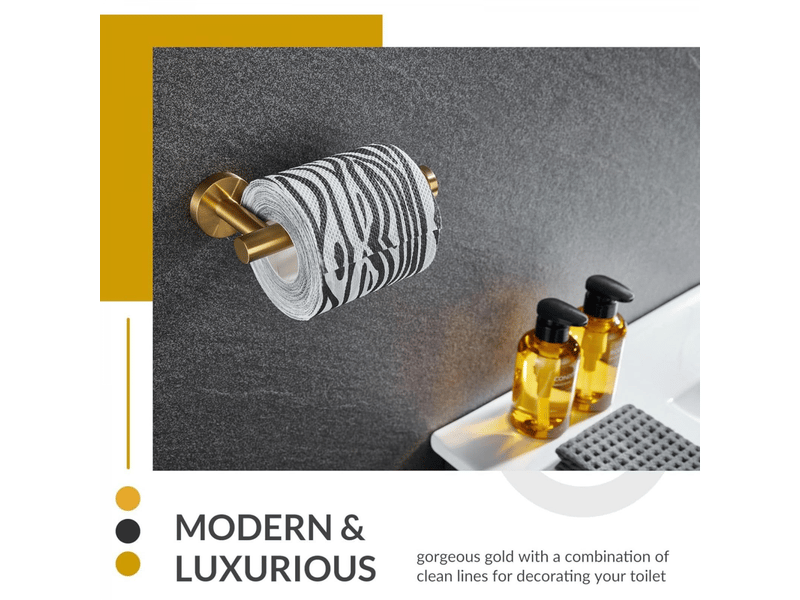  Porte-serviettes et porte-rouleau de toilette en acier inoxydable perforé pour salle de bain ou cuisine - support mural (lot de 2,doré)  - Conforama B