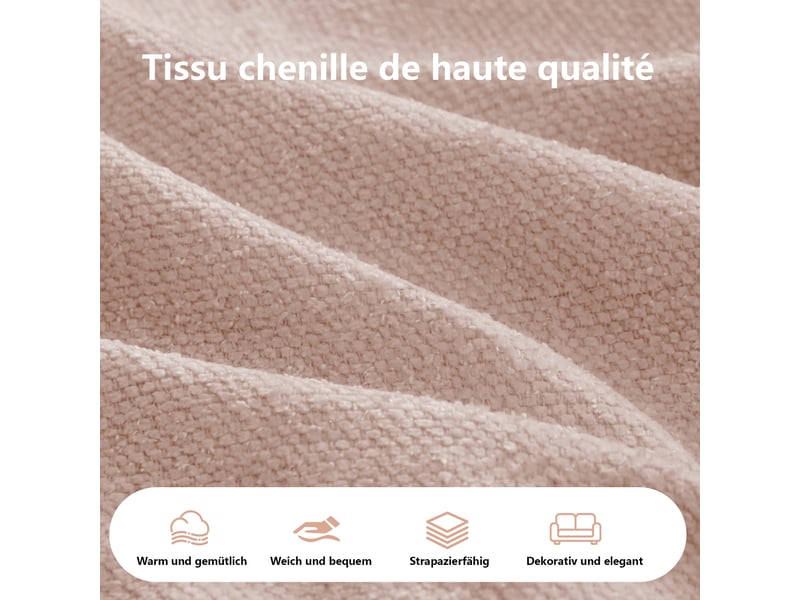  Méridienne modulable canapé salon contemporain tissu chenille rose design sans cadre 184x164cm  - Conforama R