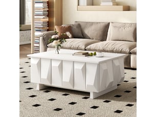 Table basse avec 3 portes 95x67x39,5 cm blanche en panneau de particules