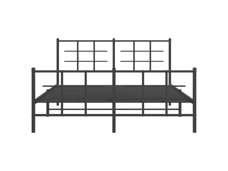 Lit double- lit adulte - cadre de lit métal sans matelas avec pied de lit noir 150x200cm - Conforama C