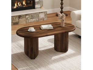 Table basse ovale 99x50x40 cm en mdf coloris noyer
