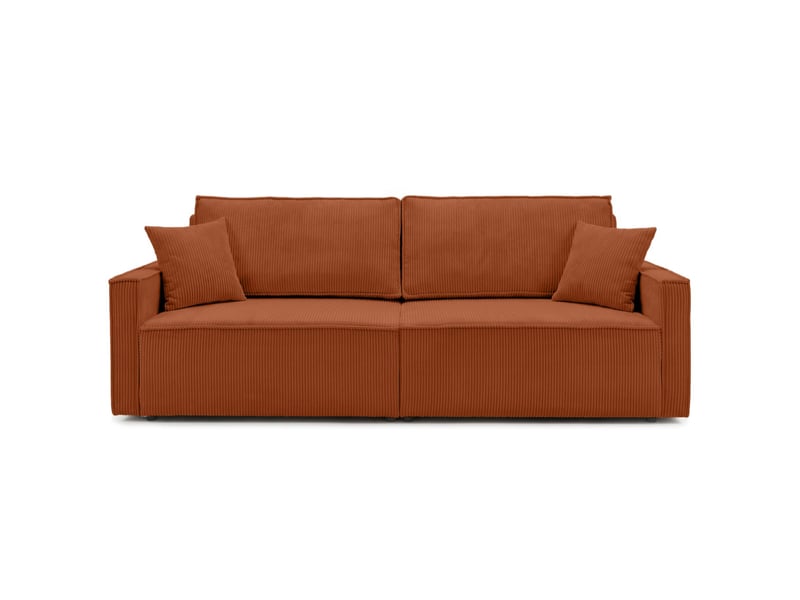  Farah - canapé droit 3 places convertible accoudoirs slim en velours cotelé  - Conforama E