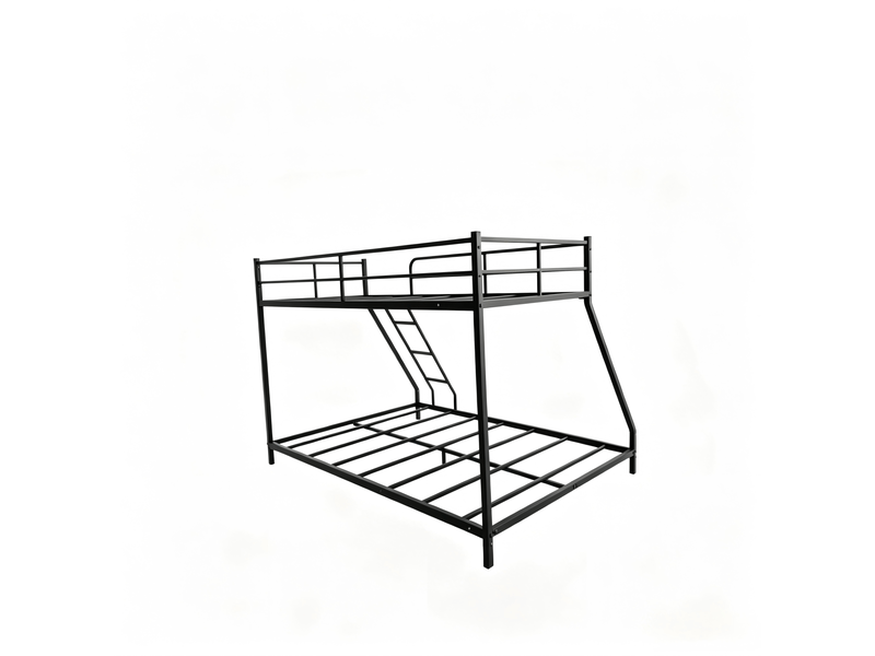  Lit superposé 200x140x137 cm noir en métal, deux couchages 80x190 cm et 130x190 cm avec échelle antidérapante  - Conforama D
