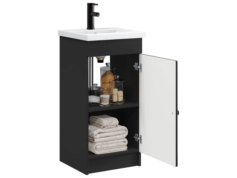  Meuble salle de bain avec évier, meuble de rangement noir 42x40x84.5 cm shl9881  - Conforama C