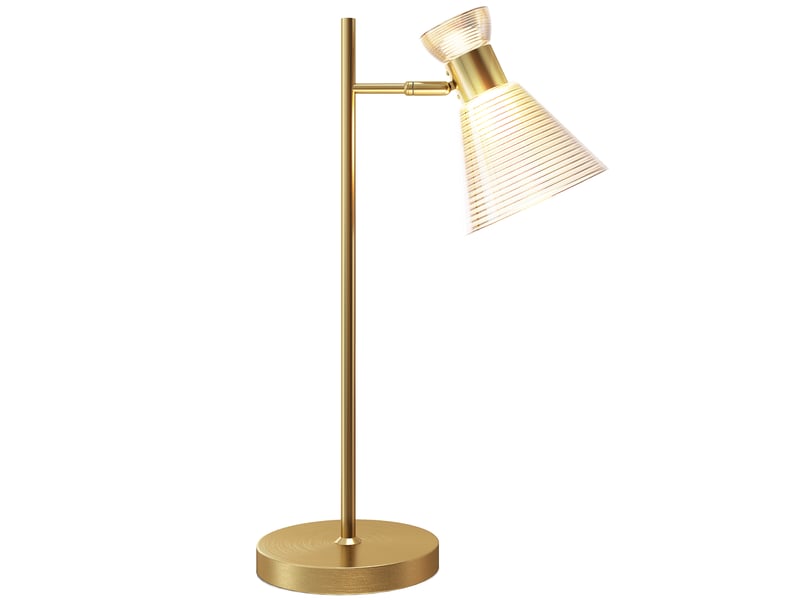  Lampe à poser moderne dorée avec verre ambré satiné, abat-jour orientable, douille e27 pour chambre et bureau  - Conforama A