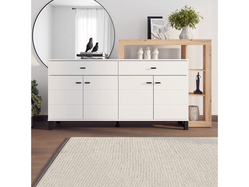  Buffet chefch, enfilade 7 étagères, 183x35x101h cm blanc Chefch - Conforama B