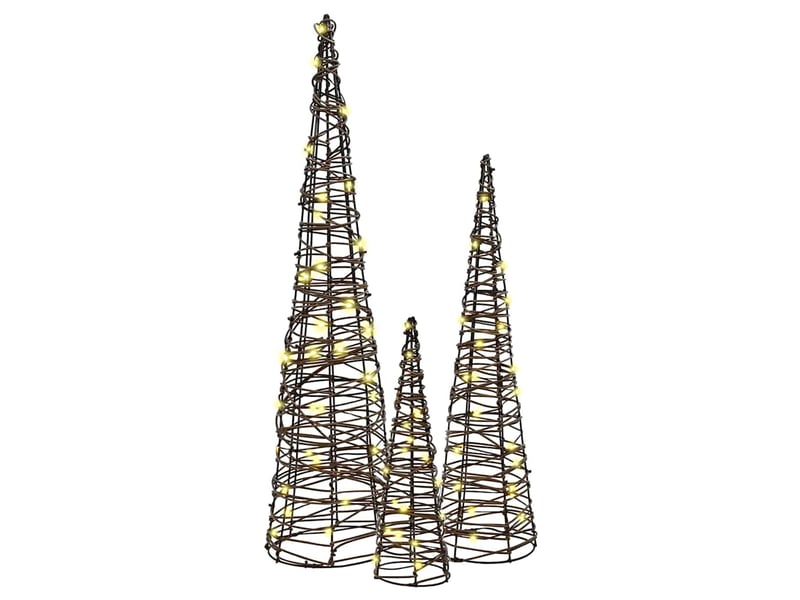  Sapin de noël, arbre de noël 3 pc 90 led blanc chaud 20 x 20 x 80 cm rotin cf60974  - Conforama E