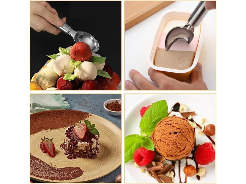  Cuillère à glace, en acier inoxydable, cuillère à biscuits, cuillère à melon, cônes scooper cones, outils spéciaux et gadgets, cuillère à crème glacée  - Conforama E