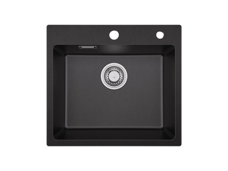 Sofetiy max évier en granit 50x45 cm - évier de cuisine noir - évier sous-plan - avec système d’évacuation - Conforama A