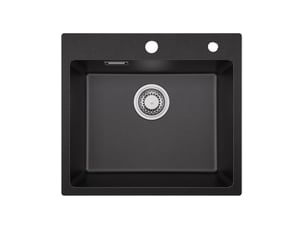 Sofetiy max évier en granit 50x45 cm - évier de cuisine noir - évier sous-plan - avec système d’évacuation