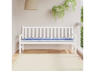 Coussin de banc de jardin, coussin d'assise rayures bleues et blanches 180x50x7cm cf52785