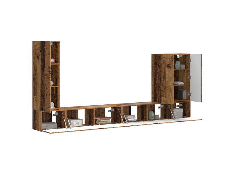  Ensemble de meuble tv - banc tv - meuble de rangement mural 6 pcs bois ancien  - Conforama C