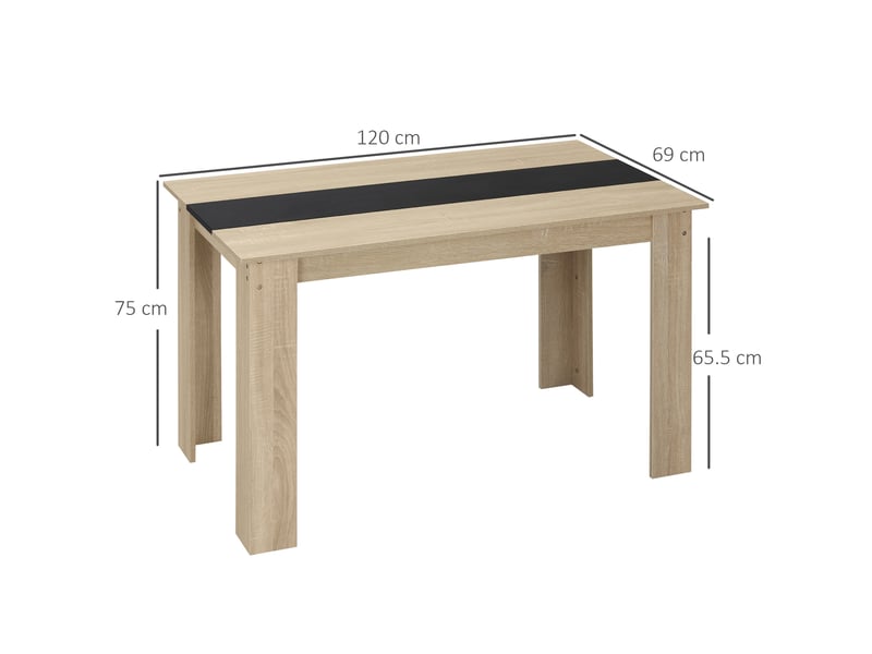  Table de salle à manger moderne en bois pour 4 à 6 personnes, 120 x 69 x 75 cm, coloris noir et bois.  - Conforama E