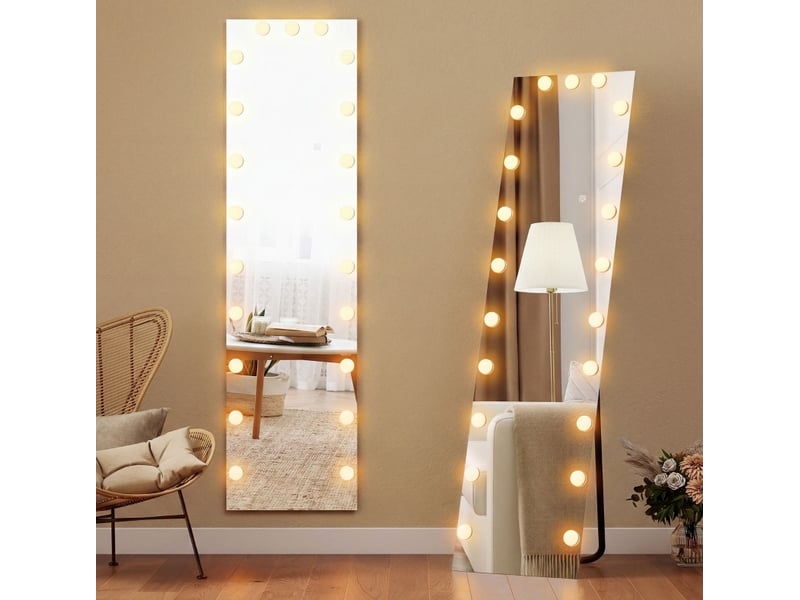  Miroir sur pied rectangulaire 40 x 150 cm, 21 ampoules led rgb à 7 couleurs, tactile, mémoire, à poser  - Conforama B