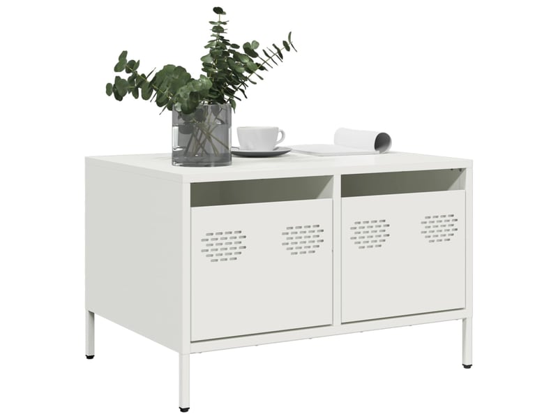  Meuble tv - banc tv - meuble de rangement blanc 68x50x43,5 cm acier laminé à froid  - Conforama B