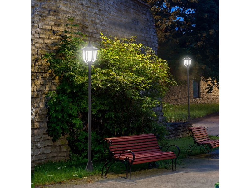  Lampadaire solaire de jardin led ø26,5 x h177 cm noir en plastique, 6 led ip44, pour jardin et terrasse  - Conforama B