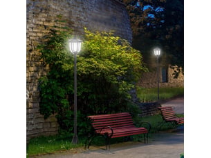 Lampadaire solaire de jardin led ø26,5 x h177 cm noir en plastique, 6 led ip44, pour jardin et terrasse