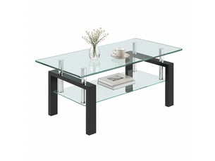 Table basse rectangulaire coloris transparent <strong>CHICFURN</strong> <strong></strong> - 60 cmx100 cm