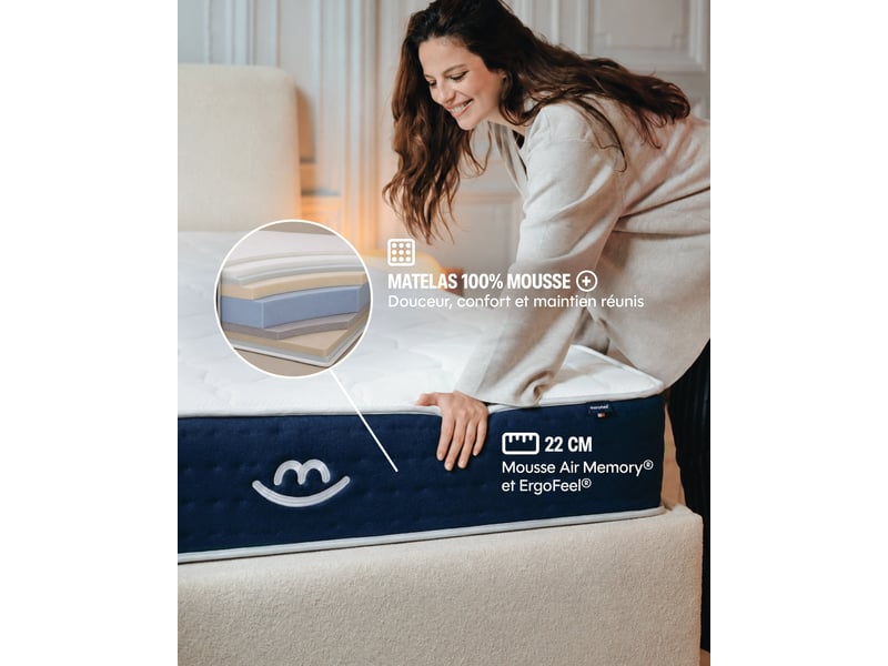  Matelas mousse mia - 140x200x20cm - mousse avec ressorts ensachés - mi-ferme Mia - Conforama C