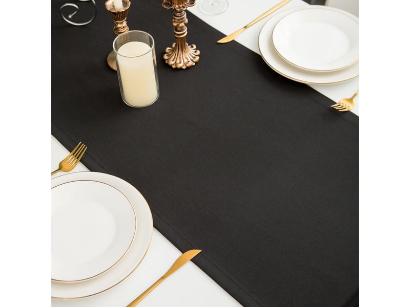  Chemin de table élégant - 40x180 cm - effet lin déperlant et imperméable - gris foncé  - Conforama D