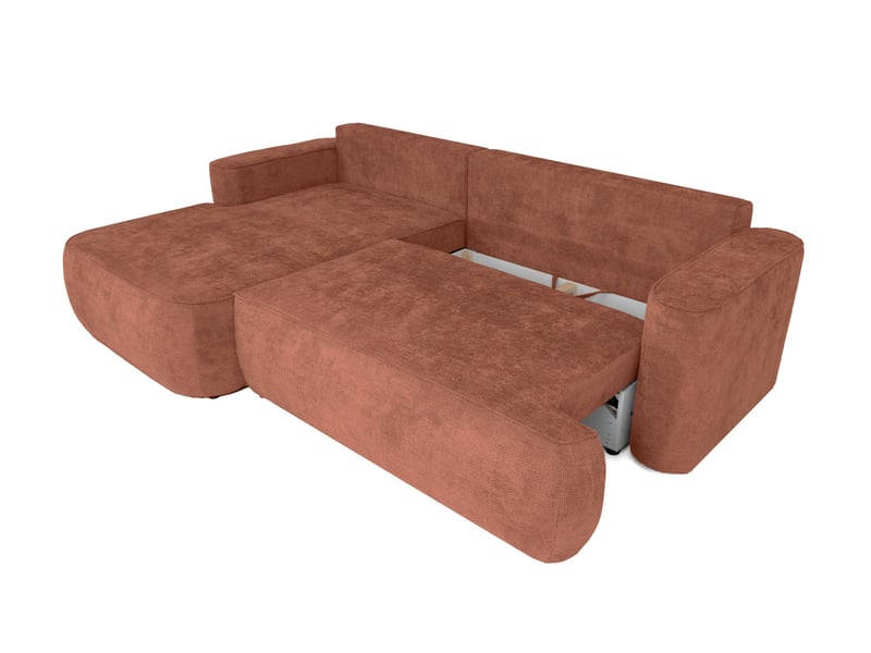  Canapé d'angle gauche cassis avec coffre de rangement en tissu chenille - terracotta CASSIS - Conforama D
