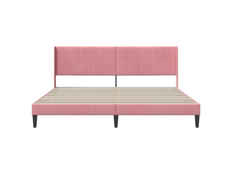  Lit double- lit adulte -  cadre de lit avec tête de lit rose 180 x 200 cm velours  - Conforama C