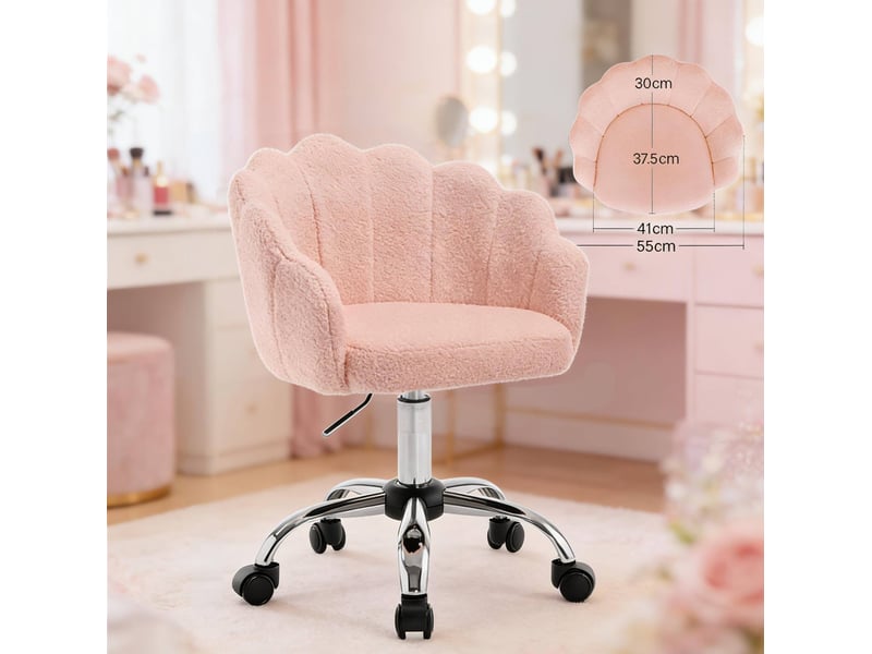  Chaise de bureau 55x37,5x81,5 cm réglable en hauteur rose  - Conforama D