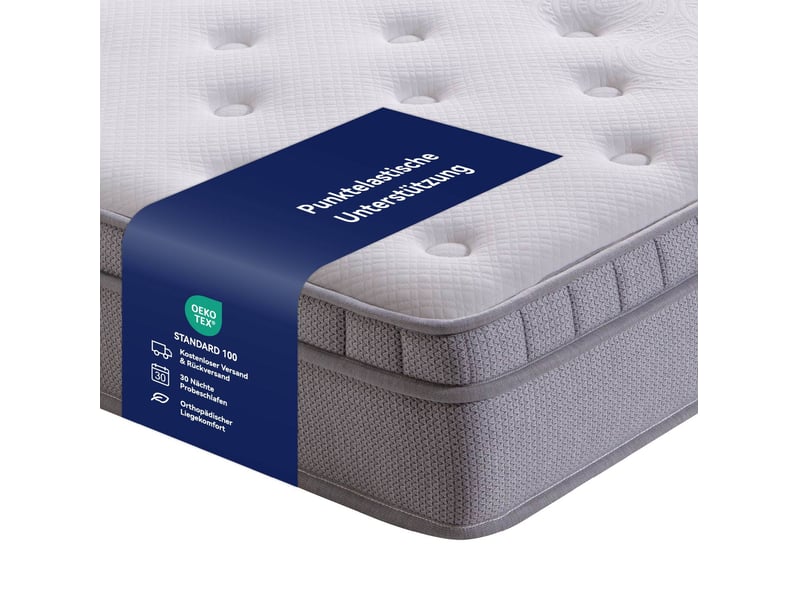  Couchage 90x200 cm h3, mousse de confort, ressorts ensachés 7 zones, polyuréthane (pu) et métal, blanc ancien  - Conforama C