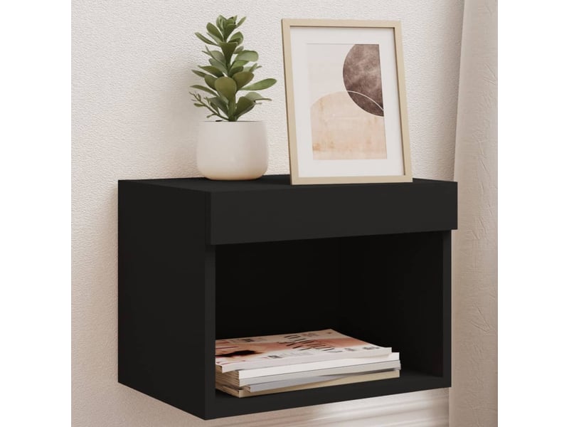 Lot de 2 table de chevet mural avec lumières led noir - Conforama B